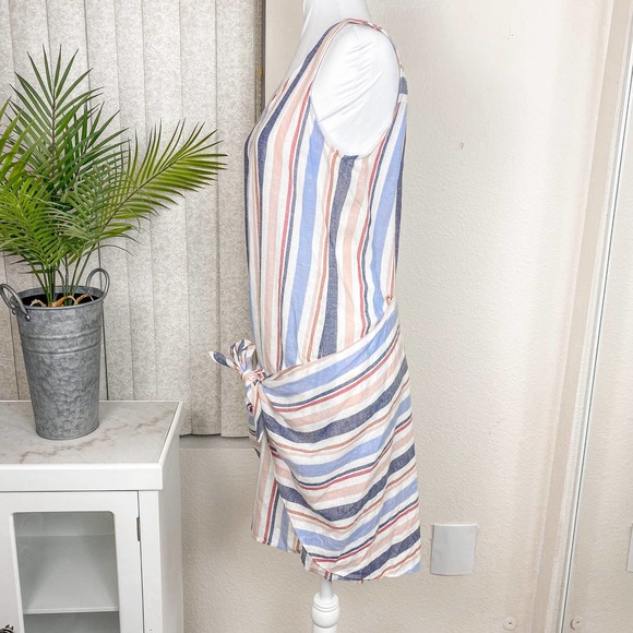 Anthropologie Drew Dress Wrap Linen Striped Tie Candy Stripe Size Small NWT - Picture 6 of 13
